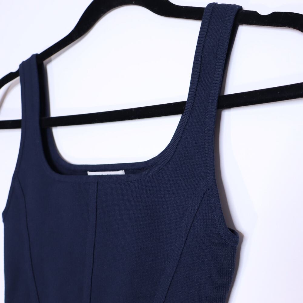BABATON Sculpt Knit Bustier Tank Navy Blue Squareneck Cropped Top Women's S - Picture 5 of 10